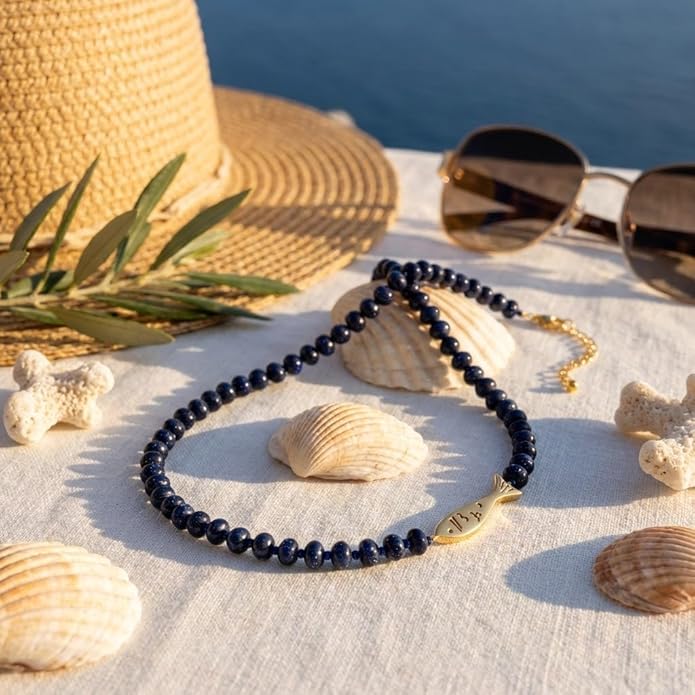 Gold Fish Charm Boho Necklace for Women Adjustable Summer Beach Jewelry, 2 Styles Available