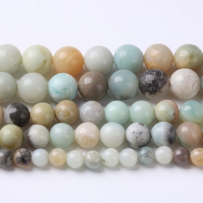 6mm 63pcs Natural Stone Beads Colorful Amazonite Gemstone Round Loose Beads for Jewelry Making DIY Bracelet Necklace Earrings15 Inch