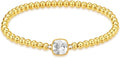 HZDK Gold Bracelets for Women - 14K Gold Plated Beaded Bracelets for Women Gold Jewelry Stackable Charm Bracelet Dainty Stretch Bead Bracelet Christmas Gifts for Her