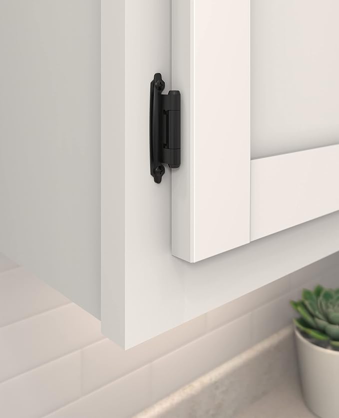 Amerock 1 Pair Variable Overlay Matte Black Face Mount Cabinet Hinge | Steel - Image 2
