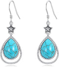 Boho Style Genuine Turquoise Earrings for Women 925 Sterling Silver Star Teardrop Gemstone Southwest Native Amerian Earring Jewelry for Her