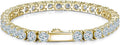 ITALIAN 5A LAB ZIRCONIA Tennis Bracelet for Men | 14K Gold Plated 925 Silver Bold Statement Jewelry | 3mm 4mm 5mm Width Options | Men's Diamond Bracelet, Gold & Rhinestone Tennis Bracelets Gift for Women & Men