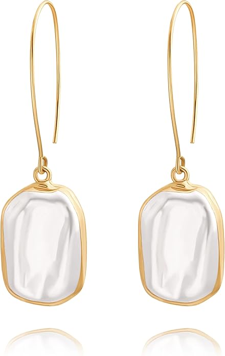 Geometric Drop Dangle Earrings Boho Statement Long Hoops 18k Gold Plated Lightweight Earrings for Women Girls