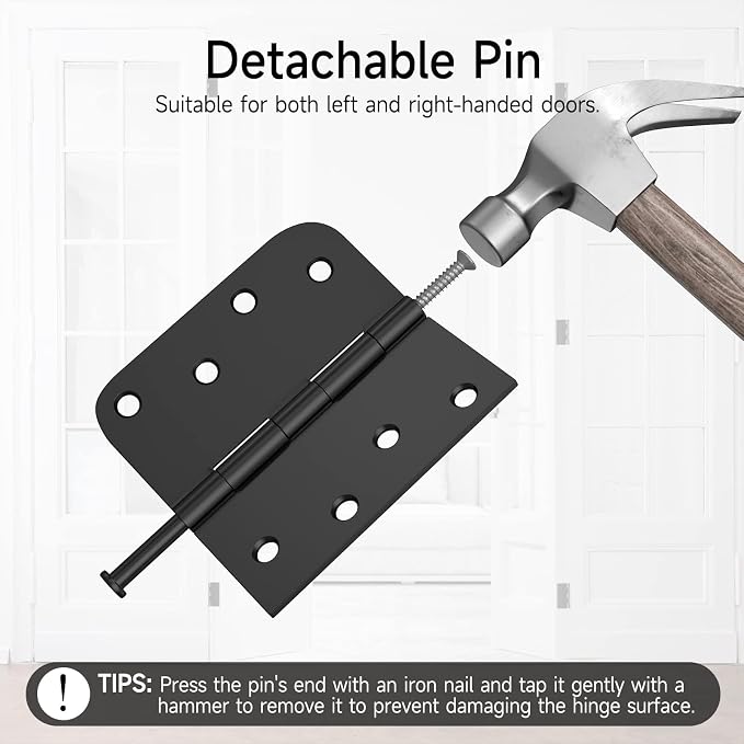 HOSOM 18 Pack Matte Black Door Hinges, 4 x 4 Inch Heavy Duty Door Hinges - Image 5