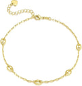 14K Gold Anklets for Women Gold Ankle Bracelets for Women Anklet for Womens Simple Design with Uniquely Oval Connectors Beach Boho Ankle Bracelet for Womens Adjustable (9.6-11) in
