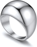 GOLDCHIC JEWELRY Chunky Dome Ring for Women, Stainless Steel Bold Stacking Croissant Statement Ring For Men (Size 7-12, Custom)