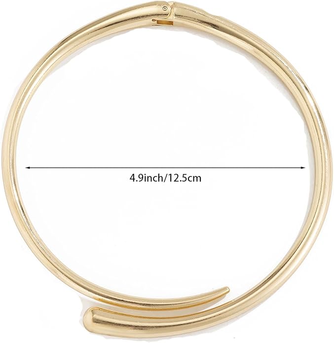 Bold Chunky Statement Choker Necklace for Women Gold and Silver Oversized Teardrop Open Cuff Collar Necklace Thick Torque Runway Style Fashion Jewelry
