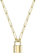 BOUTIQUELOVIN 14K Gold Plated Lock Necklace for Women Paperclip Link Chain Padlock Necklace Non-Tarnish
