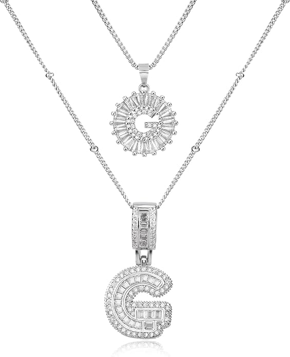 14K Gold Plated Alphabet Necklace Cubic Zirconia Letter Pendant, Personalized Name Jewelry Gift for Women, Customizable A-Z, Birthday/Mothers Day Gifts for Womens