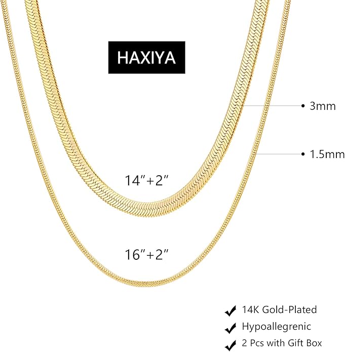 Necklaces for Women,Gold Plated Herringbone Layering Choker Necklace for Women Non Tarnish Stack Waterproof Jewelry Gift