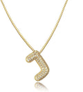 SKQIR Diamond Initial Letter Necklace for Women Bubble Gold Plated Puffy Balloon Alphabet Crystal Zircon Pendant Name Necklace Dainty Charms Trendy Jewelry Gift for Women