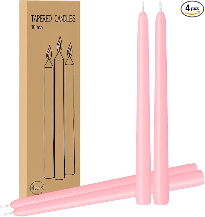 LYOBATH 4 Pack Pink Taper Candles by LYOBATHLLC