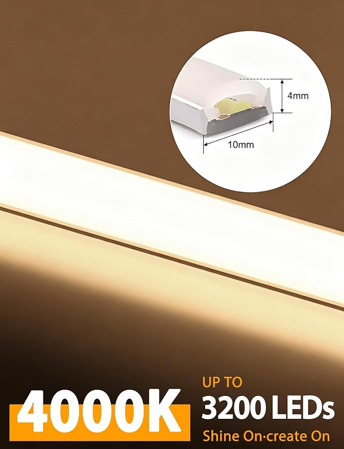 Lamomo COB LED Strip Lights, 32.8Ft Natural White Dimmable Self-Adhesive Led - Image 4