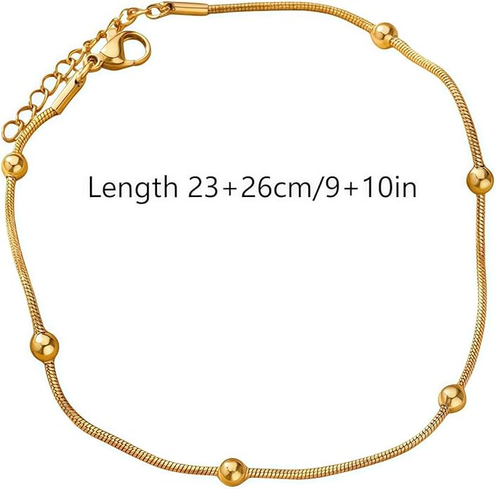 Adjustable Stainless Steel Snake Chain Anklet for Women Minimalist Beach Summer Ankle Bracelet Jewelry Gift