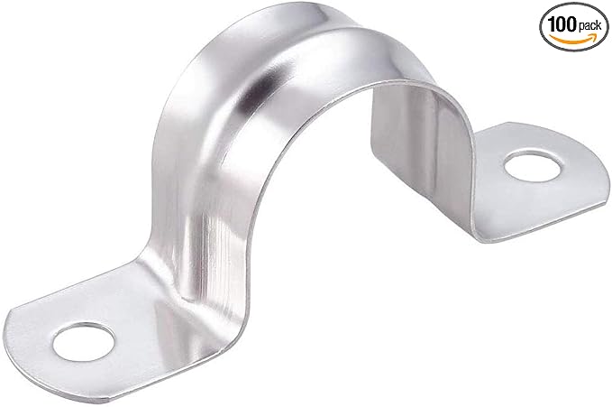 100 Pcs 1/4inch Rigid Pipe Strap, Two Hole Stainless Steel Strap U Bracket by Unknown