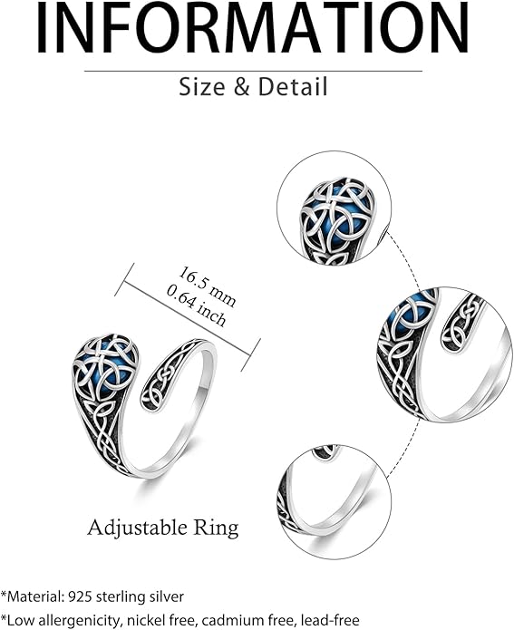 JKR Turquoise Spoon Rings for Women Sterling Silver Vintage Antique Thumb Ring Boho Jewelry Anniversary Birthday Gift for Wife Her Mom