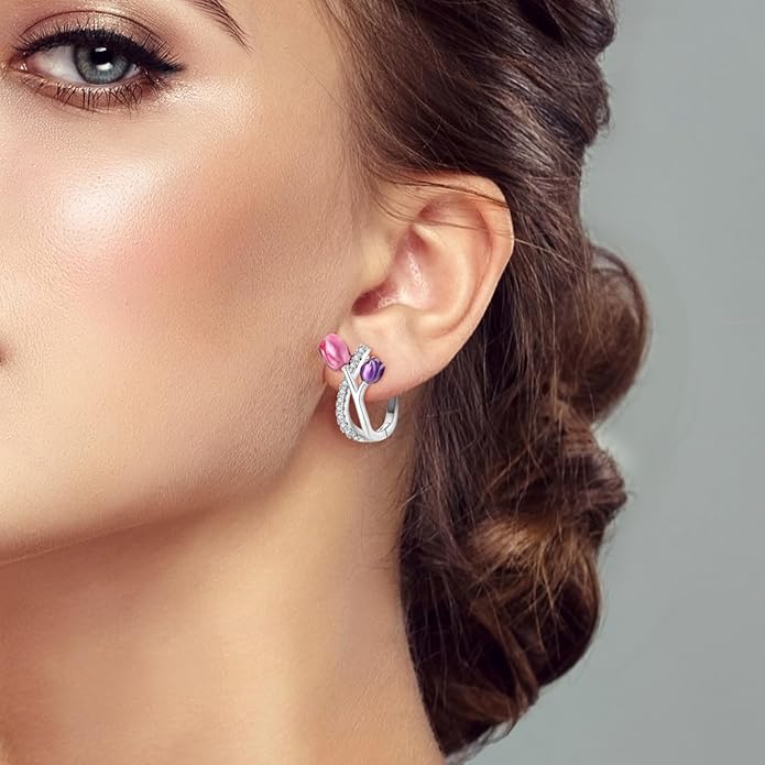Parmuz 925 Sterling Silver Huggie Hoop Earrings Butterfly Posts Thick Chunky Hoops for Women Small Tiny cuff Cubic Zirconia Snake Heart Earring