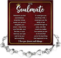 To My Soulmate Bracelet for Women, Heart Chain Bracelet with Shiny Stones, Perfect Birthday or Anniversary Christmas Gift for Soulmate with Message Card and Gift Box