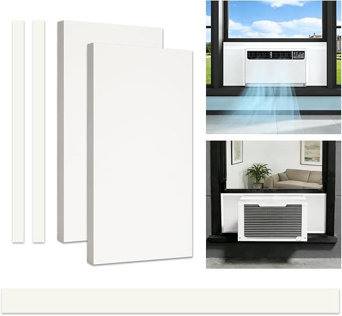 Window AC Side Panels with Aluminum Foil with Top Seal Strip | PVC Edge Trim by Babeezy