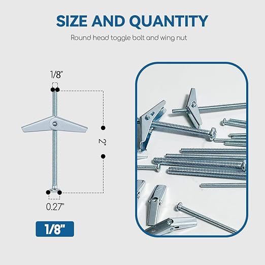 1/8X2-Inch Toggle Bolt and Wing Nut - Image 2