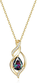 FANCIME Birthstone Necklace for Women Teardrop Necklace S925 Sterling Silver Infinity Love Birthday Gifts for Mom Women Girls, 16"+2" Inches