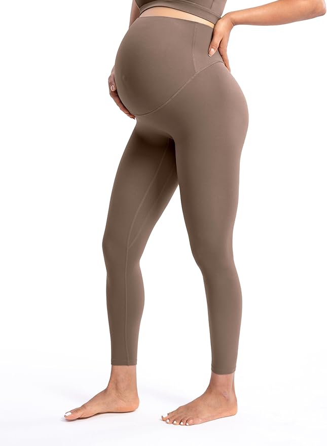 POSHDIVAH Women's Creamluxe Maternity Leggings 25"/28" Over The Belly Pregnancy Yoga Pants Active Workout Leggings