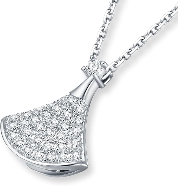 Lab Grown Diamond Necklace, Solid 925 Sterling Silver with Round Cut, Fine Jewelry for Women Anniversary Birthday Valentine’s Day Gifts