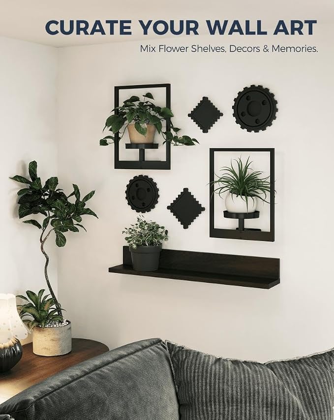Bamworld Wall Plant Holder Plant Stand Indoor Wall Planters Black | Wall - Image 4