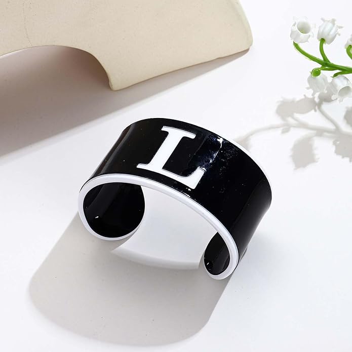 LILIE&WHITE Acrylic Monogram Resin Bracelet for Women Trendy Acrylic Statement Bracelets Jewelry Gift