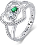 Valentine's Day Gifts for Women Birthstone Rings for Women Heart Statemet Engagement Eternity Wedding Promise Rings Jewelry Anniversary Christmas Valentine Mothers Day Birthday Gifts for Wife Her Girlfriend