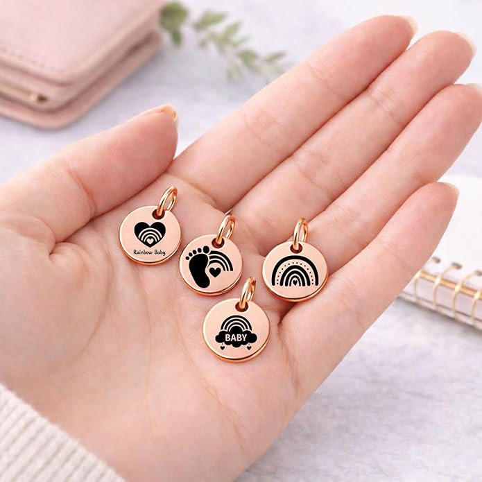 SM Design Pregnancy & New Baby Charm Set – Set of 4 Meaningful Stainless Steel Charms – Great for Crafting, Making Bracelets and Necklaces - Meaningful Keepsake Charms for Expecting & New Moms