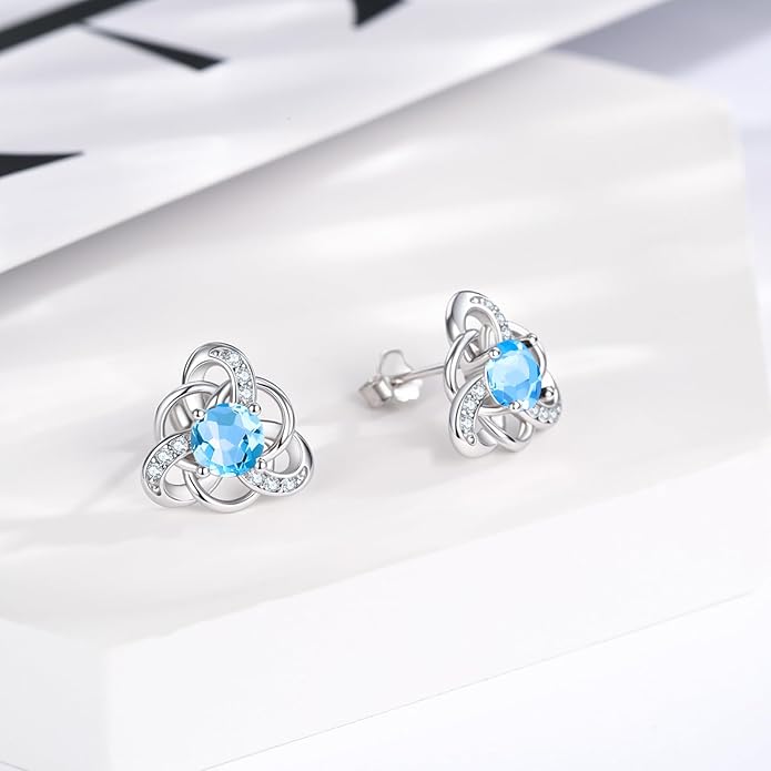 MEDWISE 925 Sterling Silver Birthstone Stud Earrings for Women Birthday Jewelry Gifts for Daughter Mother Women Valentines Day Gifts for Her