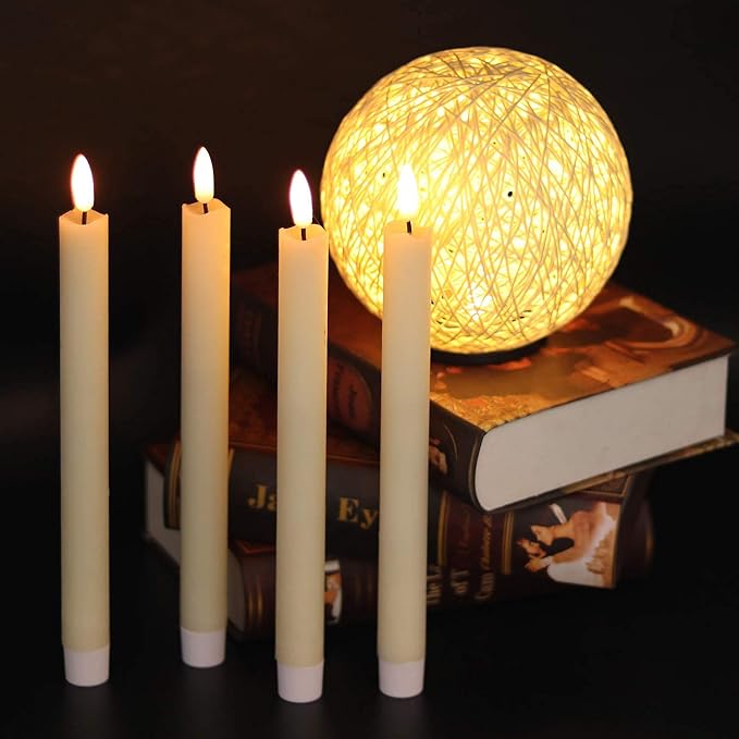 GenSwin Flameless Taper Candles LED Battery Operated Remote Timer Ivory | LED - Image 6