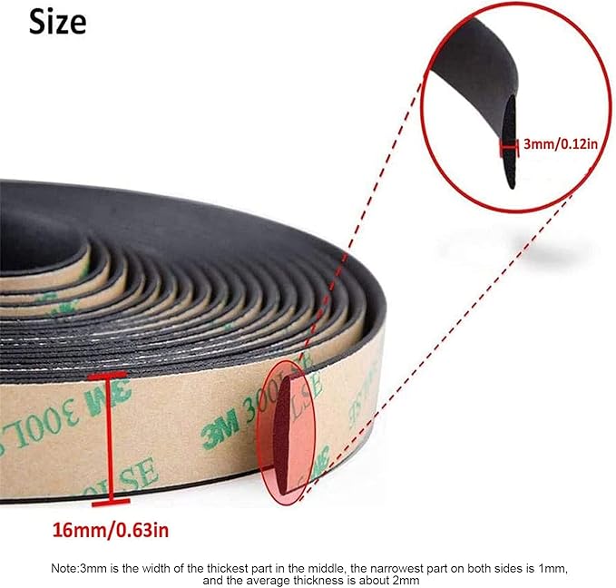 16ft/5M Windshield Seal Weather Stripping Rubber Sealing Strip Trim Cover Car - Image 2
