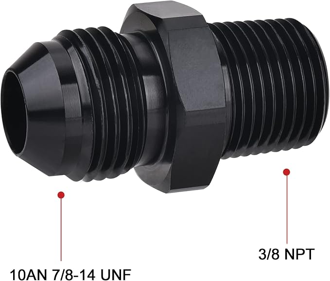 EVIL ENERGY 10AN Male Flare to 3/8" NPT Pipe Fitting Adapter Aluminum Straight - Image 2