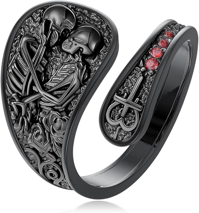 Midari Sun and Moon/Bee/Celtic/Life of Tree/Lotus Spoon Ring for Women 925 Sterling Silver Adjustable Ring Open Ring for Women Men Halloween Birthday Gift