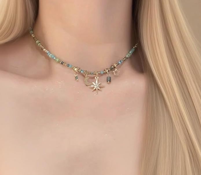 Boho Necklaces for Women, Vintage Pendant Necklaces Two Layers of Wear Choker, Adjustable Trendy Necklace Hippie Handmade Fashion Jewelry Accessories, Birthday Gifts