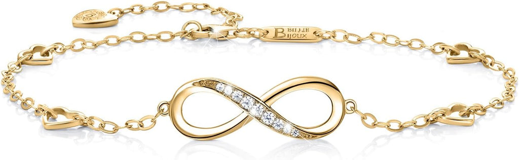 Billie Bijoux Womens 925 Sterling Silver Infinity Anklet Bracelet Endless Love Symbol Charm Adjustable Large Bracelet Gifts for Women