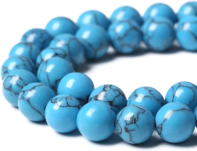 61PCS 6mm Natural Stone Beads Blue Turquoise Round Loose Gemstone Beads for Jewelry Making DIY Bracelet Necklace 15 Inch,Energy Stone Healing Power
