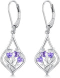 VONALA Flower Earrings for Women 925 Sterling Silver Rose/Lotus/Scottish Thistle/Tulip/Lilac/Mushroom/Pineapple Dangle Drop Earrings Flower Jewelry Gifts for Women Girls Birthday Gifts