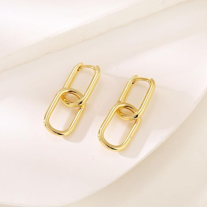 14K Gold Plated Knot Earrings for Women Gold Silver Earrings Heart Link Drop Dangle Earring Chunky Golden Knotted Statement Jewelry