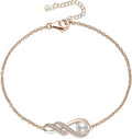 Birthstone Bracelets for Women 925 Sterling Silver Created Gemstone Bracelet Infinity Pendant Jewelry for Her, 6.7"+1.2"