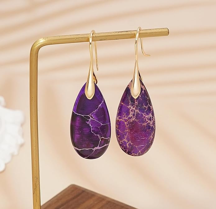 Natural Stone Earrings Waterdrop Stone Dangle Earrings for Women