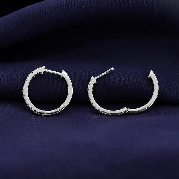 Huggie Hoop Earrings For Women, 0.30 Carat Round Shape Lab Grown Diamond Wedding Bridal Hoop Earrings In 10K Solid Gold Or 925 Sterling Silver Jewelry Gifts For Her (0.30 Cttw)