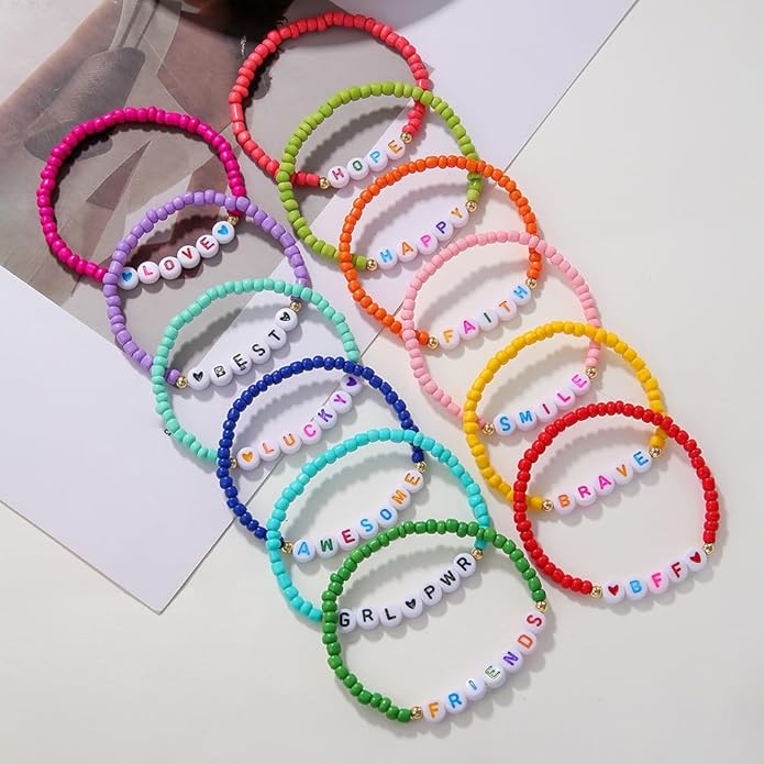 Friendship Bracelets Boho Stackable Bracelets for Women Surfer Heishi Clay Bead Bracelets Stretch Preppy Bracelets Colorful Boho Bracelets for Women