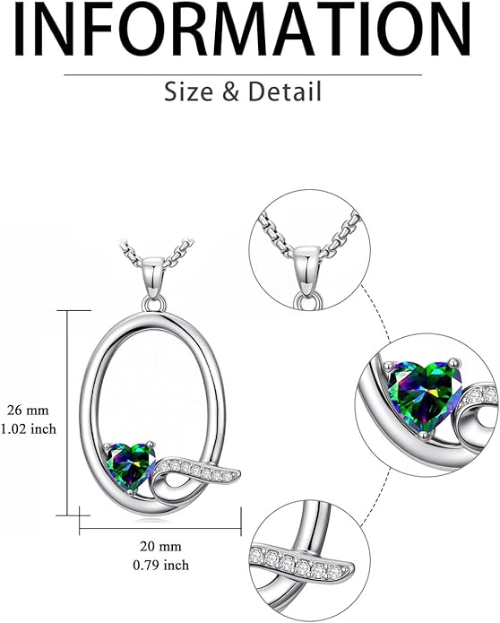 Valentines Day Gifts for Women Alphabet A to Z Initial Birthstone Pendant Necklaces for Women - 18k White Gold Plated Personalized Name Jewelry Valentine Mothers Day Birthday Gifts for Women Her Girlfriend