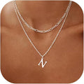 Initial Necklaces for Women Dainty Gold Silver Layered Letter Pendant Necklace Cute Figaro Chain Choker Necklace Personalized Trendy Stuff Jewelry Stack Gift for Women Her