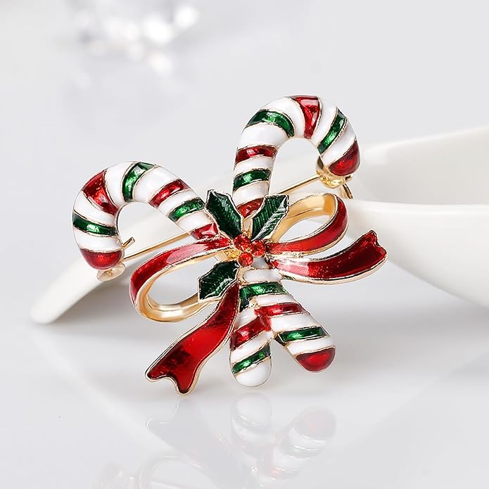 Christmas JOY Brooches Pin for Women, Santa Candy Cane Brooch Christmas Gift Jewelry Wreath Reindeer，Christmas Deer Butterfly Elk Crystal Pins