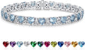 Birthstone Tennis Bracelets for Women, 925 Sterling Silver Heart Shaped Celtic Trinity Knot, 7 Inch Charm Trendy Hypoallergenic Anniversary Birthday Gifts for Her