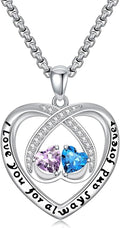 Birthstone Necklaces for Women I Love You for Always and Forever Heart Pendant Necklace Anniversary Jewelry Christmas Valentine Mothers Day Birthday Gifts for Her Wife Girlfriend